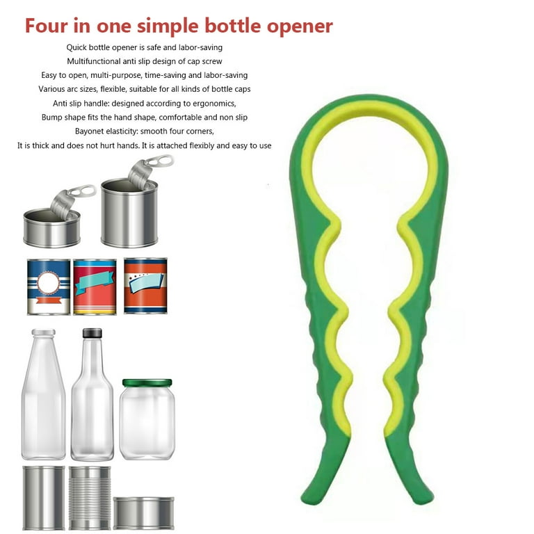 Multifunctional 4-in-1 Non Slip Bottle Opener, for Bottles, Cans, Jars –  GizModern