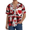 thumbnail image 7 of Lsque Buffalo Plaid Love And Gnome print Men's Cuban Collar Short Sleeve Shirt Summer Beachwear Casual Button Down Fashionable Vacation Leisure Shirt-Small, 7 of 7