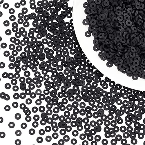  Mandala Crafts Black Heishi Beads for Jewelry Making - 3000  Black Polymer Clay Beads for Bracelets Making - Black Flat Beads Disc Beads  6mm Round Disk Spacer Beads