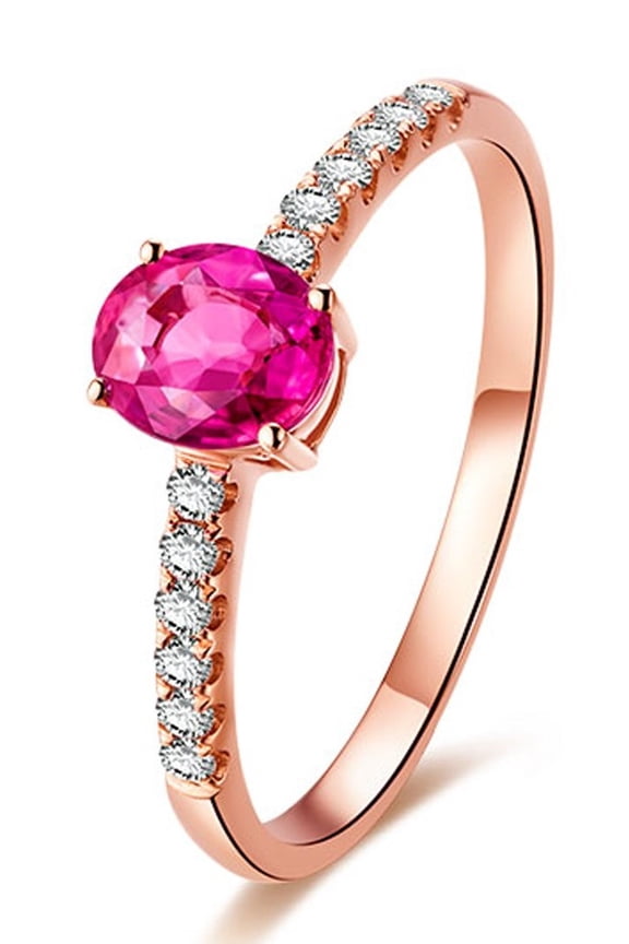 Classic 1 Carat Ruby and Diamond Engagement Ring in Rose Gold