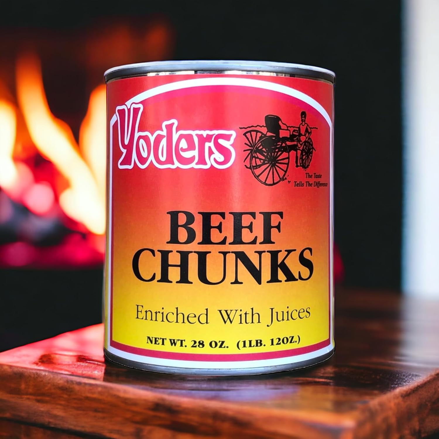 (6-Pack) Yoder’s Fully Cooked Beef Chunks, 28 oz #2.5 Can – 10.5 lbs Total, 10-Year Shelf Life, Emergency Food Storage, Camping & Meal Prep, Made in USA