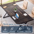 thumbnail image 6 of Demi Bonn 71" Farmhouse Dining Table, Wood Rustic Kitchen Table for 6 People, Large Rectangular Dinner Table for Dining Room, Home Office, Living Room Furniture, Black, 6 of 10