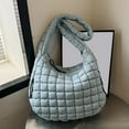thumbnail image 2 of Quilted Tote Bag for Women Bag Lightweight Padding Shoulder Purse Bags Satchel Handbag Cloud Bags with Zip Shoulder Dumpling Bag Large Capacity Blue, 2 of 5