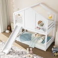 thumbnail image 3 of Bellemave Twin Over Twin Bunk Bed with Slide, Wood House-shape Floor Bunk Bed with Ladder and Storage, Space-saving Twin Loft Bed, No Box Spring Needed（White), 3 of 8