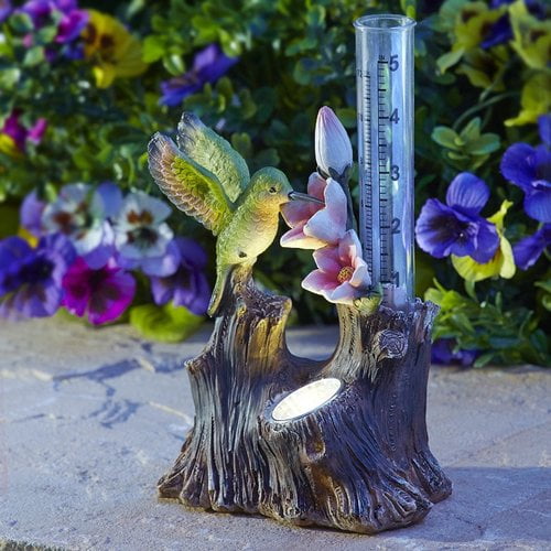 Moonrays 95071 Solar Powered White LED Hummingbird Rain Gauge by Moonrays