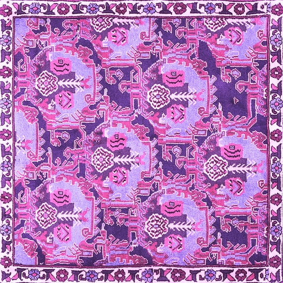 Ahgly Company Indoor Square Animal Purple Traditional Area Rugs, 6' Square