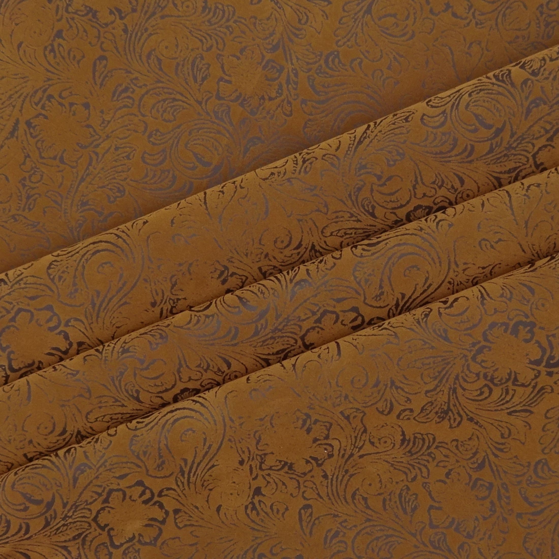 Waverly Inspirations By-the-Yard Jacobean Faux Leather Fabric, Brown, 60” Wide for Crafts & DIY Projects