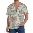 thumbnail image 3 of Xecao offers the Cute Owl for Men's Casual Short-sleeved Shirt, a button-up collared shirt with a pocket, perfect for beach vacations and yacht travel in the 4X-Large size., 3 of 7