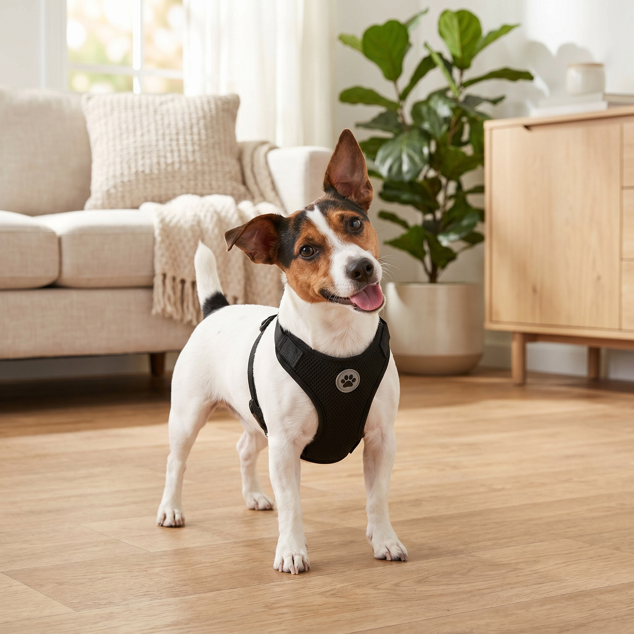 Vibrant Life Reflective Mesh Adjustable Dog Harness, Black, Small photo 3