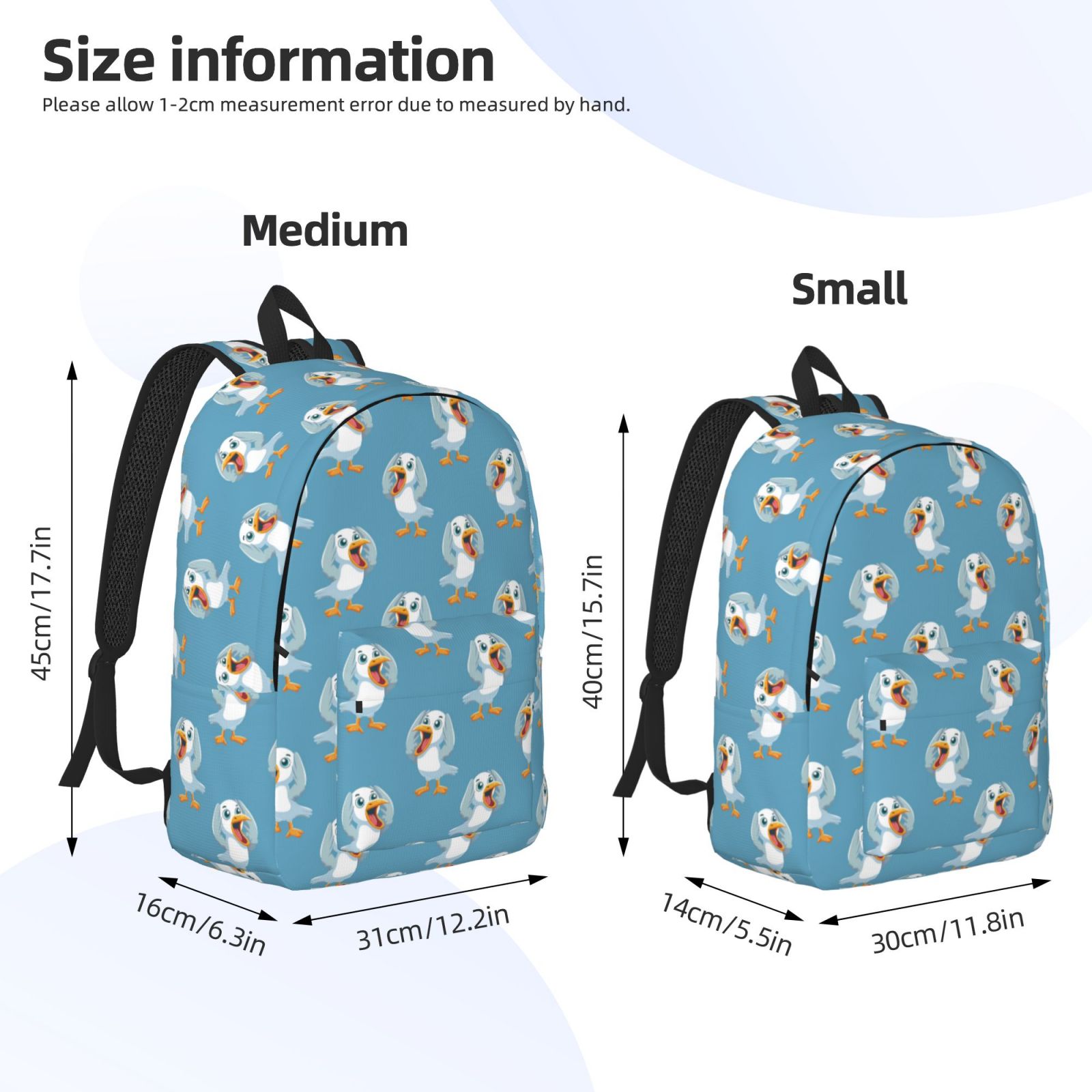 Travel Laptop Backpack - cartoon Seagull Lightweight Canvas Backpack, Wear Resistant Computer Backpack Bag Fit {sizeName} Laptop for Men Women with Adjustable Padded Shoulder Straps