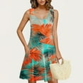 thumbnail image 3 of JTZGDY Dresses for Women Girls Cute Summer Floral Pattern Print Sleeveless Scoop Neck Tank Dress Loose Flowy Beach Sundress with Pockets Green#03 L, 3 of 8
