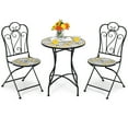 thumbnail image 3 of Costway 3PCS Patio Bistro Ensemble Mosaïque Design Chaises Pliantes Table Ronde Jardin, 3 of 8