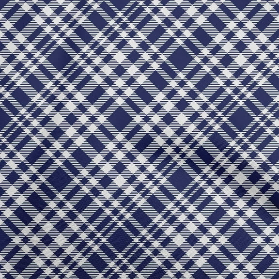 oneOone Polyester Spandex Dark Blue Fabric Check Sewing Craft Projects Fabric Prints By Yard 56 Inch Wide