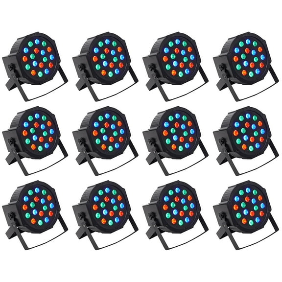 (12) Rockville RockPAR50 LED RGB Compact Par Can DJ/Club DMX Wash Lights