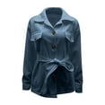 thumbnail image 6 of Niaviben Pea Coat Women Lapel Coat Long Pea Coats for Women Jackets Women Long Winter Coats for Women Ladies Winter Coats Womens Winter Coat Blue 1 M, 6 of 7