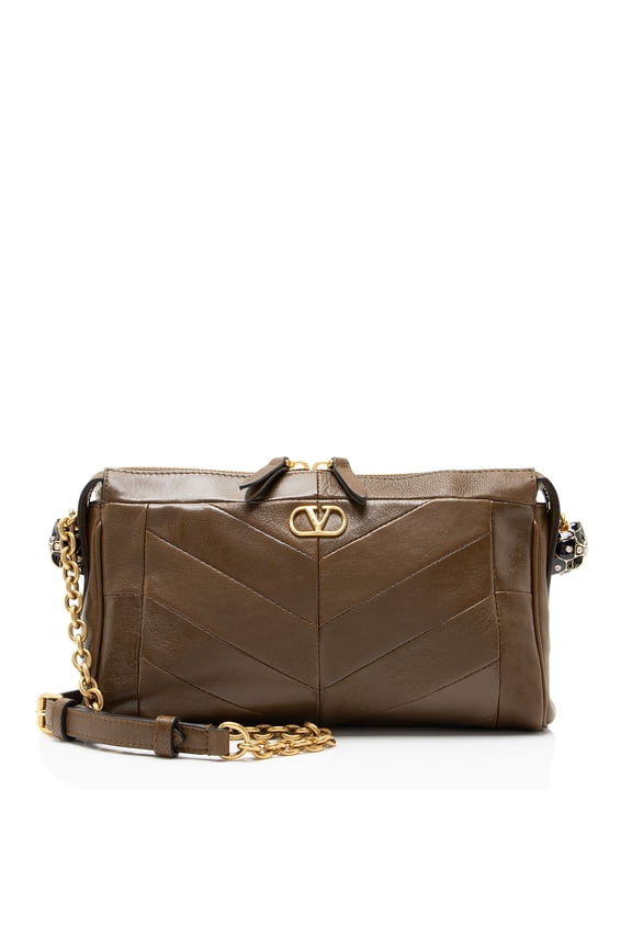 Pre-Owned Valentino Nappa Leather Chevron Panthea Small Shoulder Bag