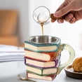 thumbnail image 5 of Chapter Painted Book Mug, Cute&Novelty 3D Painted Glass Book Stack Coffee Cup for Women Who Love Books, Tea Cups with Handle Unique For Readers, Writers, Librarians Gift, 5 of 6