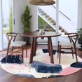 thumbnail image 3 of Round Rugs 5Ft, Navy Blue Pink Art Round Area Rug Washable Indoor Throw Carpet, Abstract Contemporary Luxury Soft Non Slip Circle Rug for Cabinet Bathroom Home Decor Aesthetic, 3 of 8