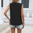 thumbnail image 7 of Women's Chiffon Blouse, Sleeveless V Neck Pleated Tank Top, Loose Fit Casual Summer Tops for Work Business, Daily Wear, Travel and Street Fashion, Basic Wardrobe Essential-Black, 7 of 7