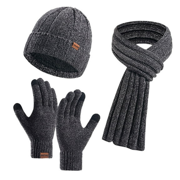 Bibifish Mens Hat Gloves Scarf Sets 3 Pc Solid Color Beanies Hat Touchscreen Gloves And Long Scarf Cozy Winter Cold Weather Hat Gloves Scarf Sets