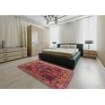 thumbnail image 4 of Ahgly Company Indoor Square Mid-Century Modern Bright Maroon Red Oriental Area Rugs, 4' Square, 4 of 6