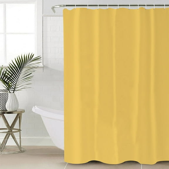 Pure Yellow Waterproof Fabric Shower Curtain, Simple Solid Color Shower Curtain for Bathroom Curtains Bathtubs Hotel Washable Shower Curtains with 12 Hooks Long 72x78in