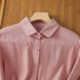 thumbnail image 6 of Cotton Shirts for Women Button Down Collared Blouses Cap Sleeve Summer Casual Cozy Loose Fit Tops (L, Pink), 6 of 7