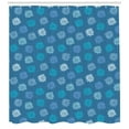 thumbnail image 2 of Floral Shower Curtain, Ornamental Repeated Flowers Colored in Baby Blue Pale Azur Blue and Sea Blue, Fabric Bathroom Set with Hooks, 69W X 75L Inches Long, Multicolor, by Ambesonne, 2 of 2