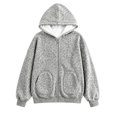 thumbnail image 4 of Yuncity Womens Zip Up Hoodie Leopard Print Fleece Pullover Long Sleeve Loose Fit Pockets Sweatshirt Casual Fall Winter Hooded Jacket Size Xl Grey, 4 of 5