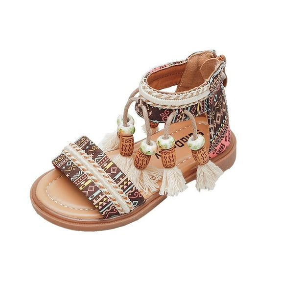 EnJoCho Girls Open Toe Sandals Stilettos Fashion Tassel Ankle Strap Pumps Back Zip Summer Party Dress Shoes Kids Girl Summer Stylish Sandals