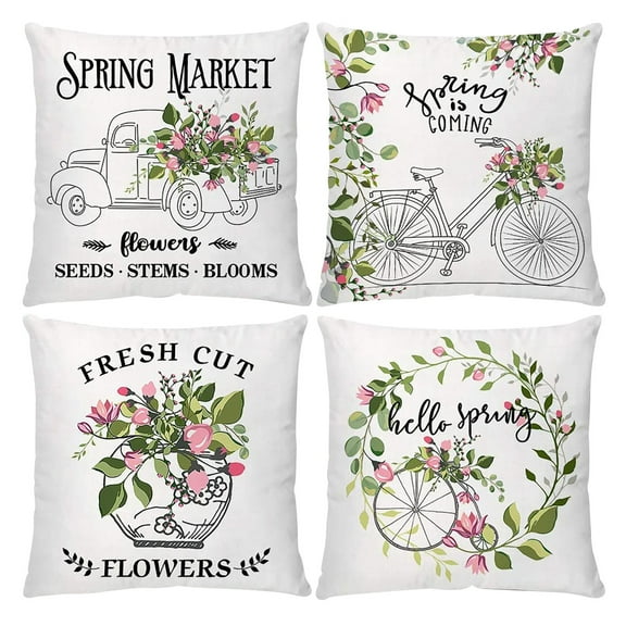 VerPetridure 2021 Spring Pillow Covers Decorative Throw Pillow Covers Set of 4 Floral