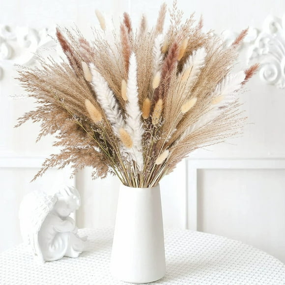 Dried Pampas Grass Decor, Staron 2026 Premium Faux Pampas Grass with Bunny Tails, 100 Stems Multicolor Silk Flowers for Wedding Boho Home Table Decor Village Farm Parties
