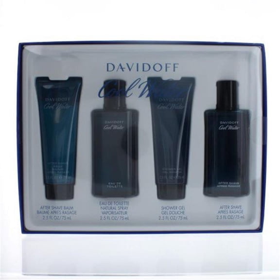 Cool Water by Zino Davidoff for Men - 4 Pc Gift Set 2.5oz EDT Spray, 2.5oz After Shave Balm, 2.5oz Shower Gel, 2.5oz After Shave