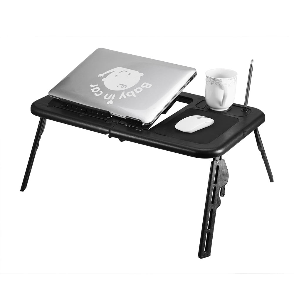 LIPHOM Foldable Laptop Lap Desk Laptop Desk for Bed Table with USB