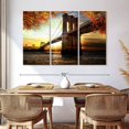 thumbnail image 3 of Elephant Stock Brooklyn Bridge Scenery Wall Art - Horizontal Multi Panel Canvas - Living Room Wall Decor - Architecture Multi Panel - Gray And Orange Decor - 65" x 42", 3 of 8