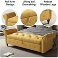 thumbnail image 4 of Miniyam 63" Storage Ottoman Bench with Rolled Arms, Button Tufted End of Bed Bench for Bedroom, Yellow, 4 of 8