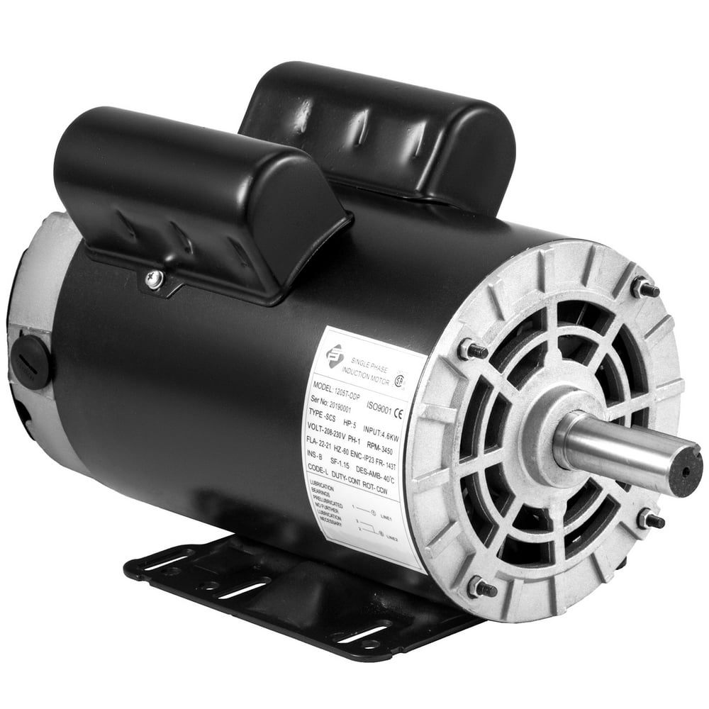 VEVOR 5HP Electric Compressor Motor, 3450RPM 143T/56 Frame Single Phase