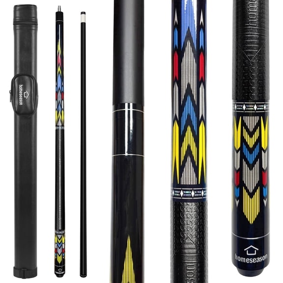 HomeSeason 58" Pool Cue Stick 18oz Billiard Maple Wood 13mm Tip Cue Sticks Professional Low Deflection Pool Sticks with Cue Case