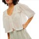 thumbnail image 2 of Camisa Peplum Transparente Y2K para Mujer, Blusa Babydoll de Corta con Botones y Ribete de Encaje y Volantes. XS, 2 of 8