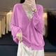 thumbnail image 5 of Camisetas para mujer,Blusa de punto con botones de color liso para mujer, camisa acrílica de manga larga, blusa informal de moda para uso doméstico y diario, sopatenor, 5 of 8