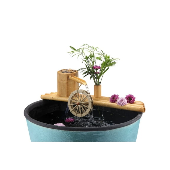 18" Bamboo Fountain with Plant Holder-Complete with Pump and Tubing