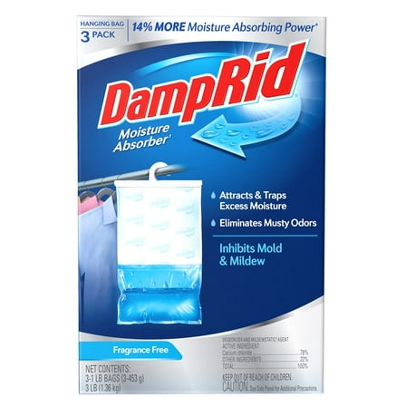 DampRid Fragrance Free Hanging Moisture Absorber, 16 oz, 3 Pack