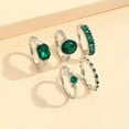 thumbnail image 5 of GKNET 5Pcs Green Crystal Rings Set for Women Geometric Inlaid Diamond Vintage Jewe WY4-Silver-, 5 of 9