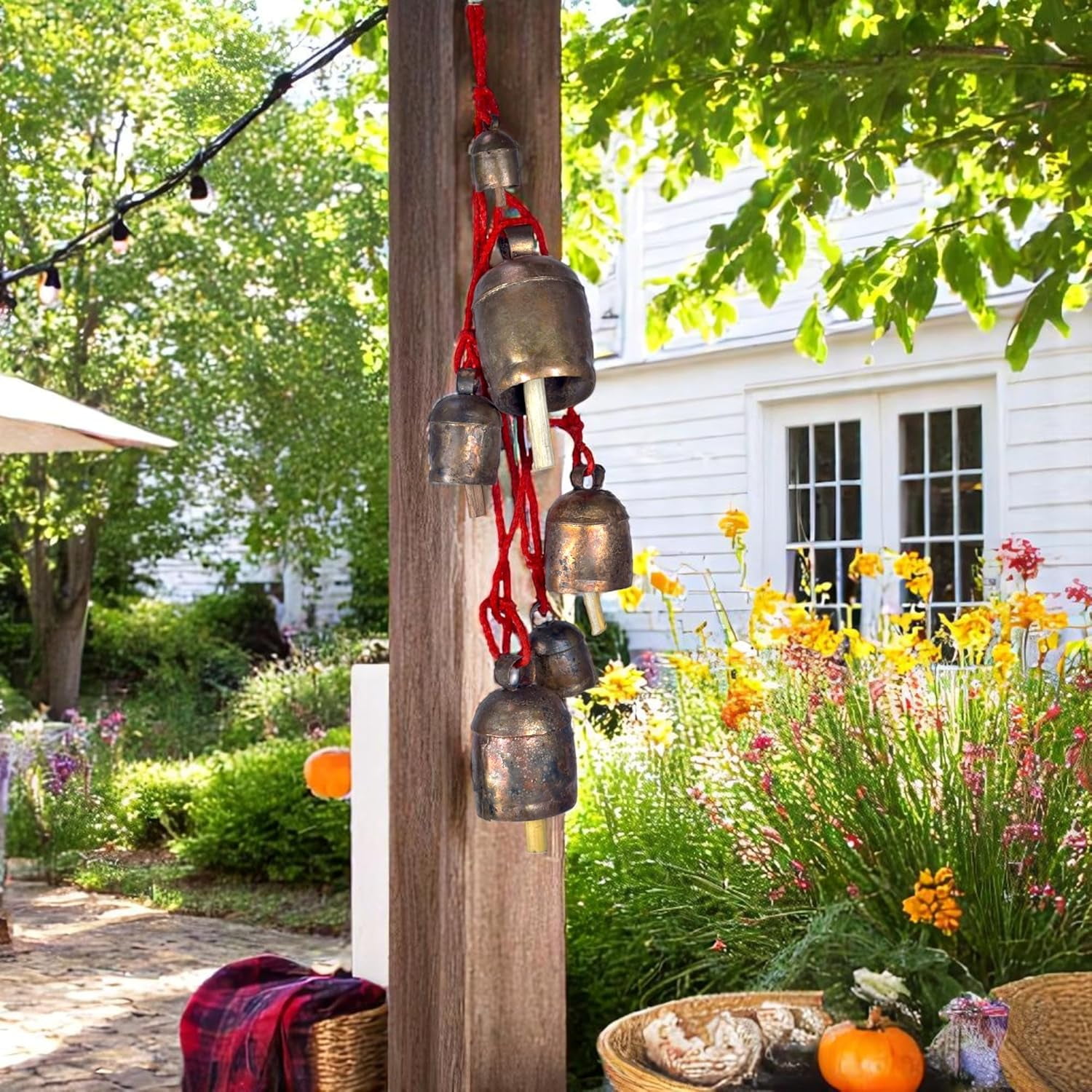 Vivanta Cluster Bell Wind Chimes 55 Inch Gold Metal Holidays Wind Chimes, Rustic, Vintage, Decorative