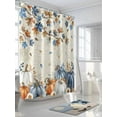 thumbnail image 3 of Fall Thanksgiving Shower Curtain, Orange Blue Floral Pumpkins Maple Leaves Bathroom Decor Curtains Set with Hooks, Waterproof Fabric Home Accessories， 60 X 72 Inch Long, 3 of 6