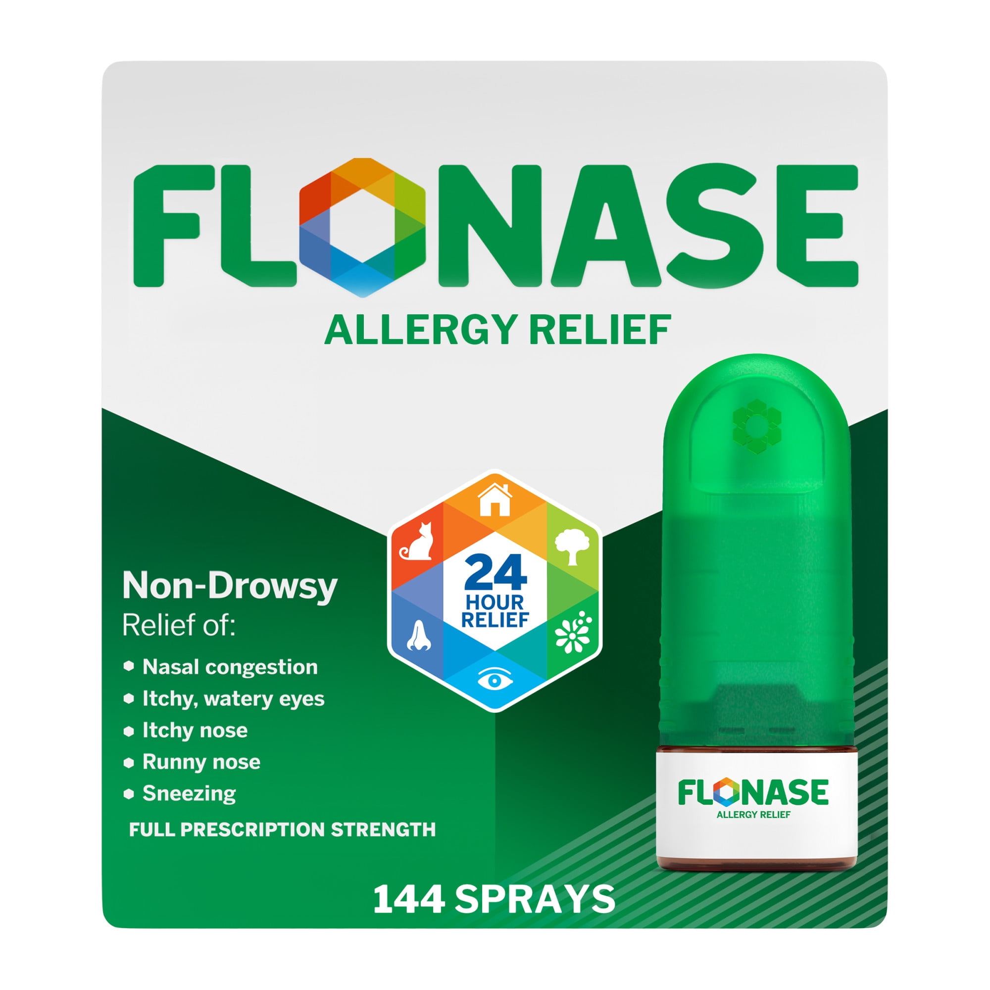(3 pack) Flonase Allergy Relief Fluticasone Nasal Spray, 24-Hour Non-Drowsy Allergy Medicine, Metered Nasal Spray - 144 Sprays For Fall And Seasonal Allergy Relief