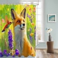 thumbnail image 3 of Fabric Shower Curtain Fox Hummingbird Lavender Flowers Oil Painting Shower Curtains with 12 Hooks Waterproof Machine Washable Bath Curtains for Bathroom, 72 x 96in, 3 of 6