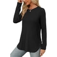 thumbnail image 3 of Long Sleeve Shirts for Women Crewneck Sweatshirt Casual Blouses Side Split Basic Loose Tunic Pullover Ladies Tops and Blouses, 3 of 4