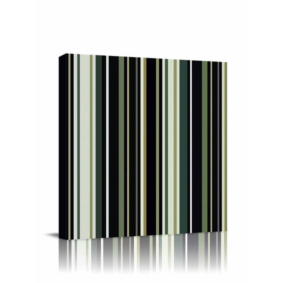 Black Green Canvas Wall Art, Stripe Framed Wall Decor Modern Artwork Prints Painting for Living Room, Bedroom, Kitchen & Cafe Decor 8x8 Inch