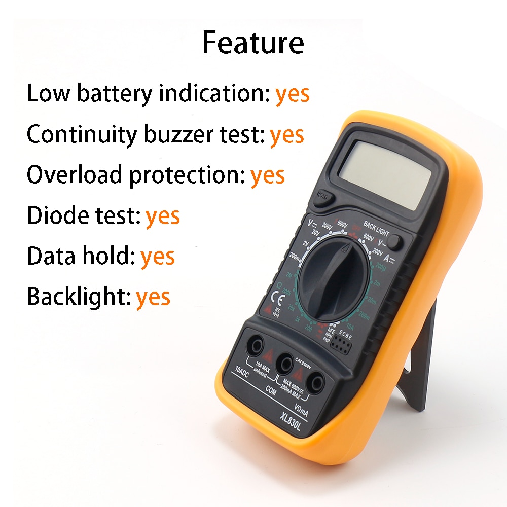 XL830L Digital Multimeter Voltmeter Esr Meter Testers Automotive Electrical Dmm Transistor Peak